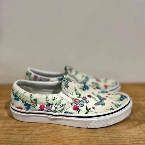 Vans white floral butterfly sneakers Womens 7.5 - Picture 4 of 8